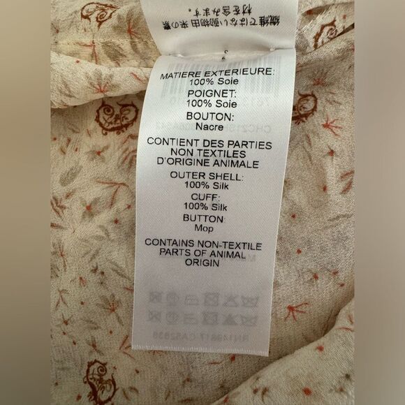 NWOT Chloe Silk Dew Pink C Micro Flower Motif Button Up Blouse Women’s Size 10 - Picture 16 of 16